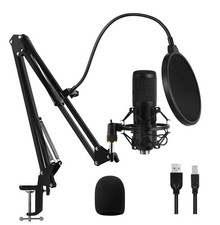 Streaming Podcast Gaming Microphone Condenser Mic Kit with Flexible Arm USB