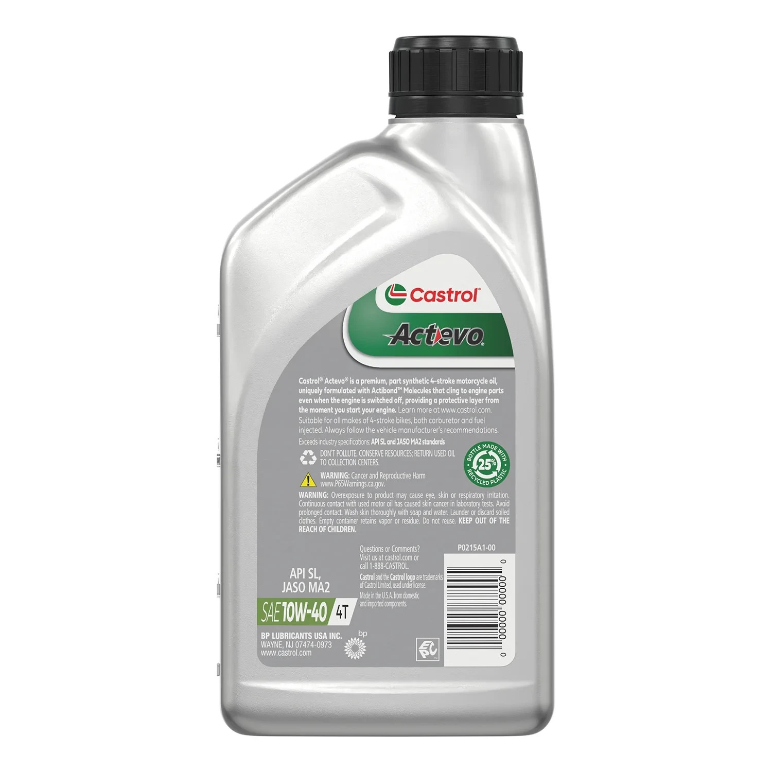 (6 pack) Castrol Actevo 4T 10W-40 Part Synthetic Motorcycle Oil, 1 Quart