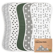 Organic Burp Cloths 5-Pack - Super Absorbent Cotton for Baby Boy  Girl