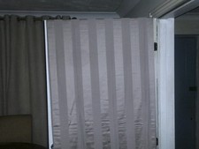 laura ashley lille stripe natural truffle pair of curtains, 64 ins wide x 72 ins