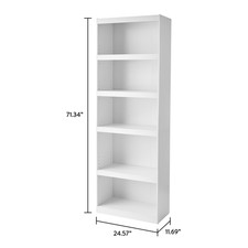 Mainstays Framed 5-Shelf Bookcase with Adjustable Shelves, White