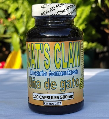 Uña Una de Gato Cat's Claw Unicaria Tomentosa  100% Natural Peruvian 100 Capsule