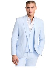 Bar Iii Mens Slim fit Suit Jacket Blazer 44 S Light Blue Solid Stretch