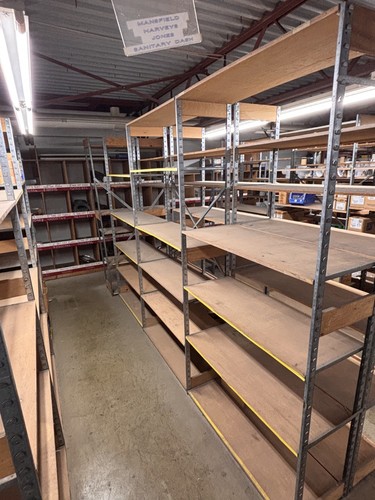 4FT X 8FT X 16IN INDUSTRIAL RETAIL/STORAGE SHELVING *USED BUT IN GOOD CONDITION*