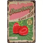 Strawberry Always Fresh Vintage Metal Sign Natural Fruit Home Kitchen Wall Decor