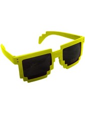 Yellow 80's 8-Bit Pixelated Videogame Pixels Sunglasses Costume Accessory