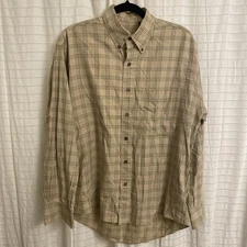 Burberry Medium Men’s Button Up Tan Long Sleeve Collared Office Formal Wedding