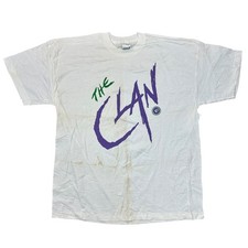Vintage The Clan Single Stitch T-Shirt 90s Graphic Print USA Weiß Herren 2XL