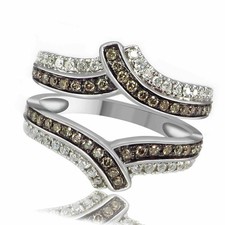 Diamond Ring Guard Wrap Enhancer Brown/White 14K Lab Created White Gold Finis