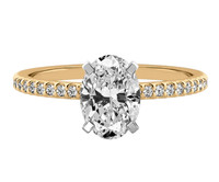 14K Zwei-Ton Gold Lab-Grown Diamant SolitäR Verlobungsring Oval-Schliff 1.24 Ct