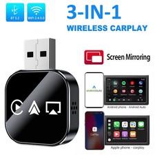 3 in 1 Wired to Wireless CarPlay Adapter Car Dongle Android Auto  Mirror Link