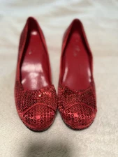 Ellie Shoes Womens 8 Ruby Red Slippers Sequin Holiday Party Dorothy Costume