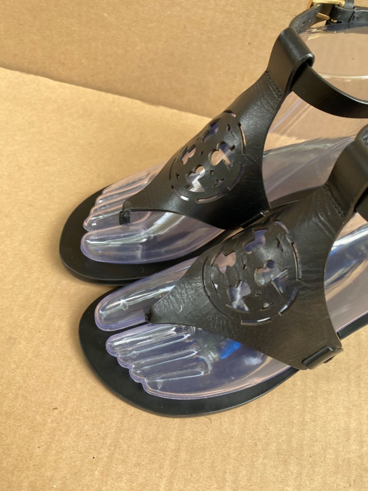 Tory Burch Black Zoey Wedge Sandals Size 6 Leather Ankle Strap Quiet Luxury thumbnail 13