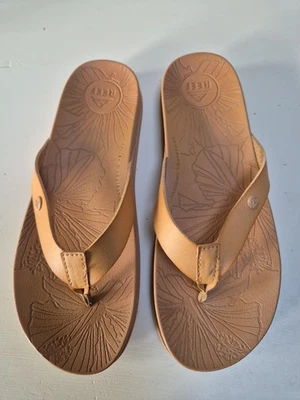 Flip Flops Reef Porto Cruz Ladies Size 4 Natural Colour Arch Support VGUC - Image 1 of 4