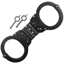 Smith  Wesson Police-Grade Hinged Double Lock Black Handcuffs w/ Two 2 Ke
