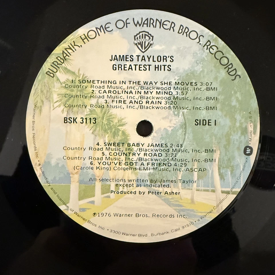 James Taylor Greatest Hits Vinyl LP WB BSK 3113 Fire Rain You've Got A Friend Foto 3 de 4