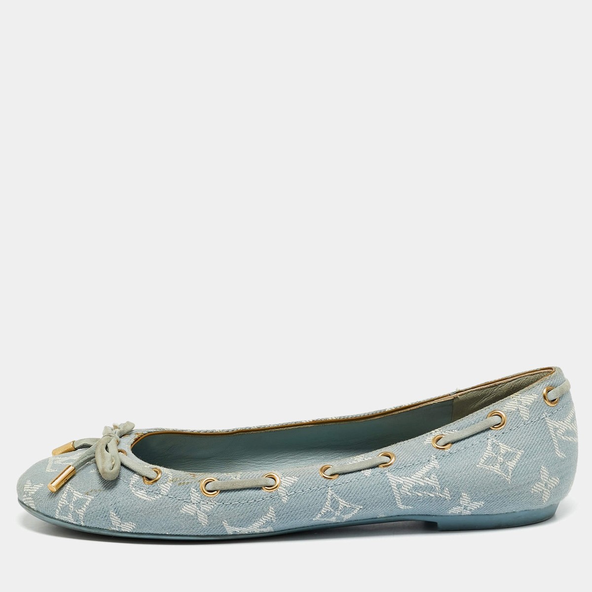 靴 Louis Vuitton Denim Ballet Shoes 38size Louis Vuitton LV Oasis Size 38 Blue Denim Ballet Flats | eBay