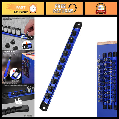 Magnetic Socket Organizer Rail - 3/8'' Adjustable Push-Button Tool Holder