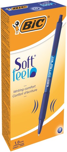 BIC Soft Feel Ballpoint Pens - Blue - Box of 12 Medium Point (1.0 mm) Lightweigh
