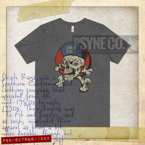 Skate Rags Skull and Crossbones 1985 Vintage Men's T-Shirt