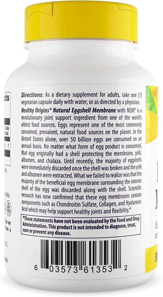 Membrana de cáscara de huevo (NEM), 500 mg. - Suplemento natural de colágeno y soporte articular Foto 3 de 4