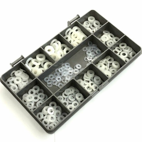 460 VERSCHIEDENE STÜCK, M3 M4 M5 M6 M8 NYLON FLACHE FORM A UNTERLEGSCHEIBEN KIT PASST SCHRAUBEN SCHRAUBEN - Bild 1 von 2