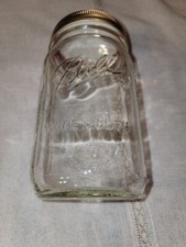 Vintage GENUINE Ball Mason Fruit Jar QT. Sculptured Glass Made In Usa 67 W/LID