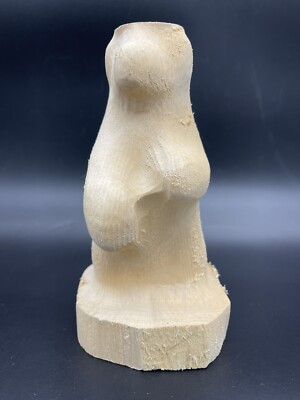 Solid Natural Wood Carvable 3D Bear Unfinished 7.25'' x 3''