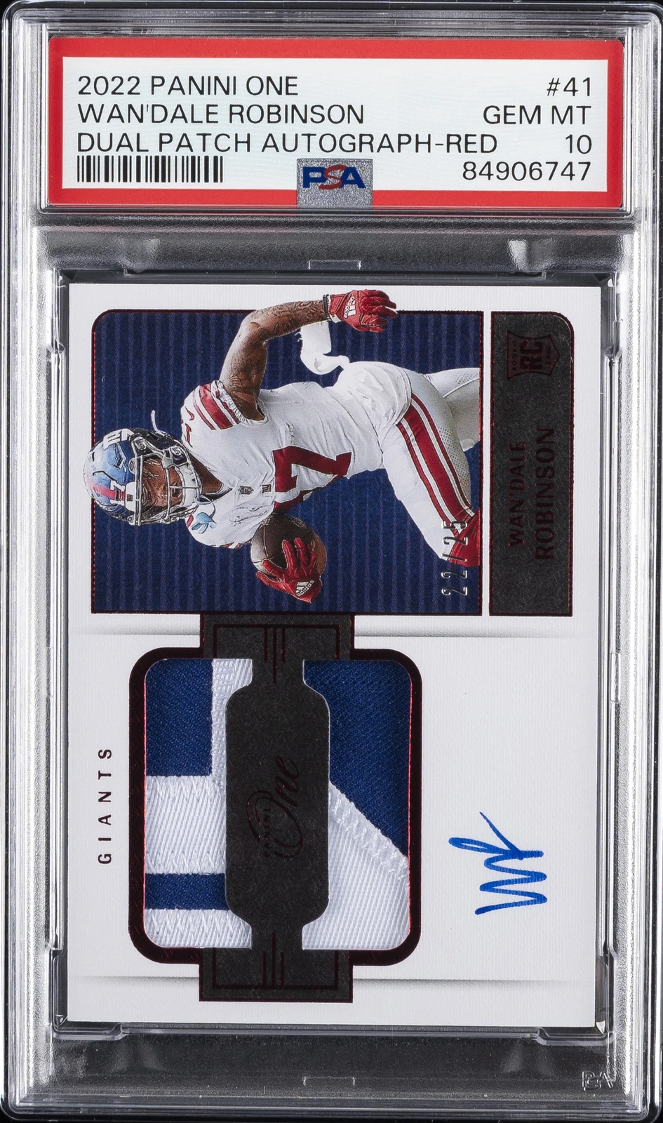 Wan'Dale Robinson Panini One #41 Dual Patch Autograph-Red