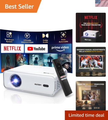 Portable EAZZE D1 Mini Projector with Dolby Audio & 200 ANSI Lumens Brightness
