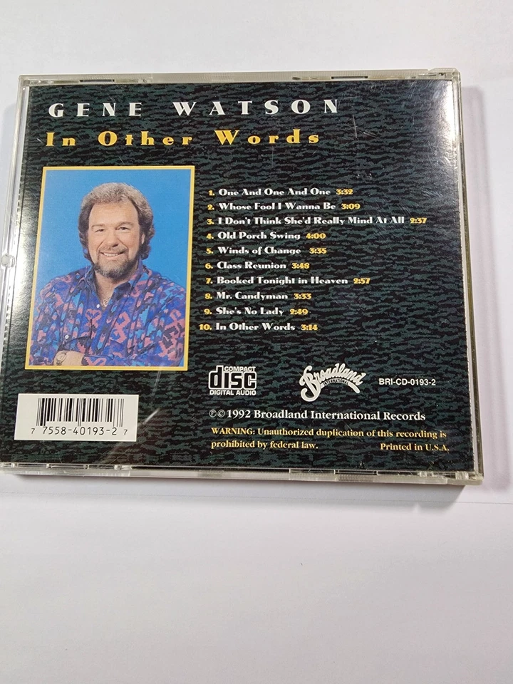 Gene Watson - In Other Words (CD 1992 Broadland Int) Like New CD63 — 第 2/2 张图片