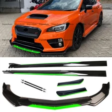 Front Bumper Lip Side Skirt Rear Bumper Lip Strut Rods Black Green for Subaru