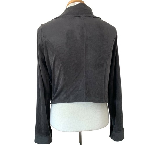 GB Gianni Bini Motorcycle Jacket Vegan Faux Suede Black Blazer Juniors Sz Large - Picture 4 of 10