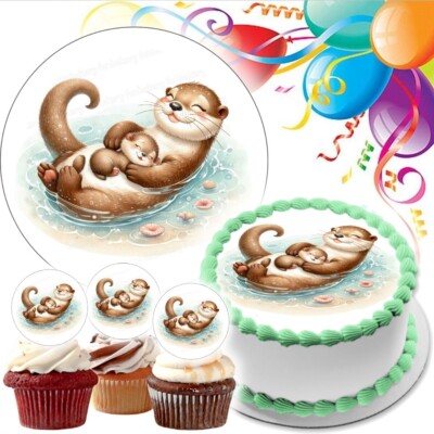Otter Tortenaufleger Party Deko Geburtstag Geschenk Muffin essbar Mama Mutter