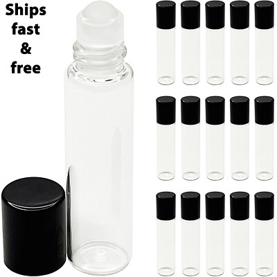 6ml 0.2oz glass tube roll on roller bottles for perfume essential oils black lid