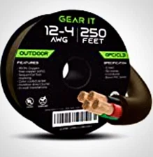 GEAR-IT—SPEAKER WIRE-12/4-250’-12 Ga-4-Conductor—FREE SHIPPING--Brown PVC Jacket