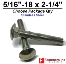 5/16-18 x 2-1/4" Stainless Steel Round Head Carriage Bolt "Coach Screws"