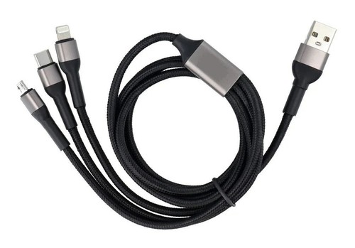 Câble USB 3 en 1 Connexion Micro USB / Type C / 8 Pin (Cordon Tressé Noir) - Photo 21 sur 24