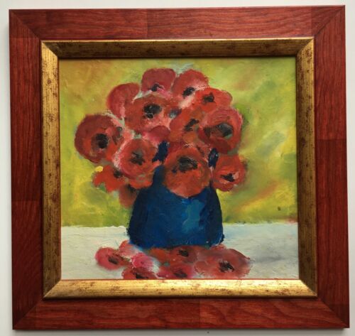 JOSEF DLABAL/STILL LIFE&bunch of flowers in vase/Oil on Wood/ORIGINAL/New Frame - Picture 1 of 6