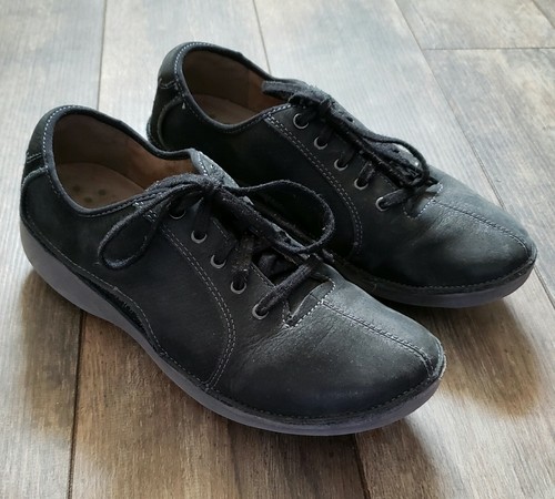 clarks womens black sneakers