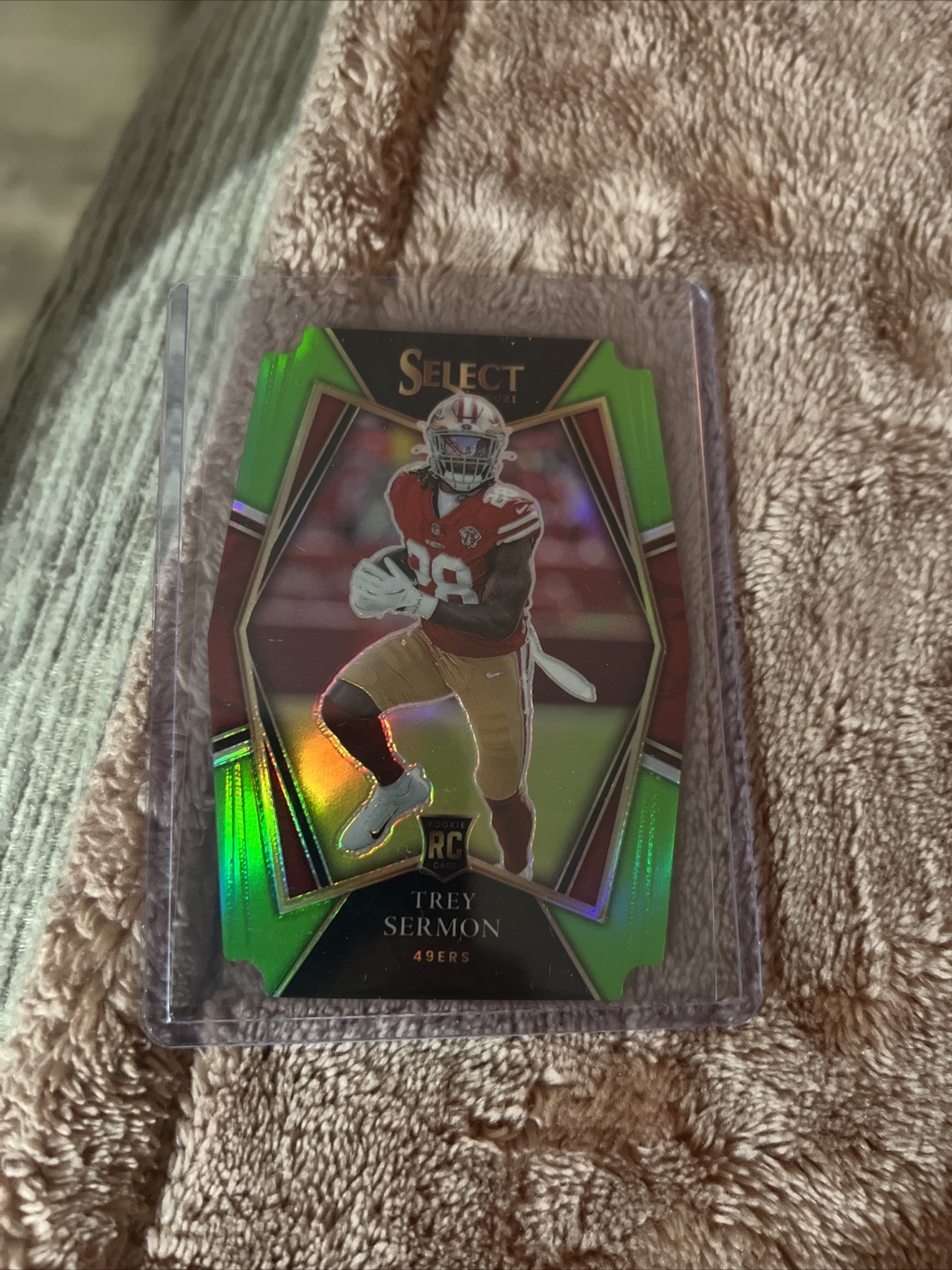 Trey Sermon RC 2021 Select Lime Green Die Cut Club Level Rookie 49ers /349