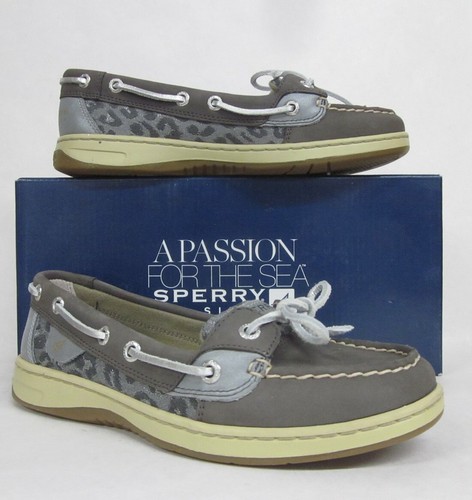 Sperry Angelfish Grey Leopard Boat Shoe 