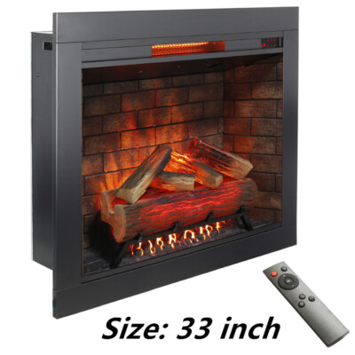 33'' Infrared Electric Fireplace Touch Panel with Trim Kit & Fire Cracking Sound