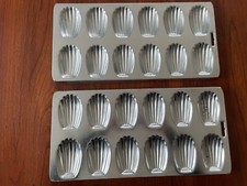 Juego de 2 sartenes de aluminio molde para galletas de esponja Madeline francesa vintage 12