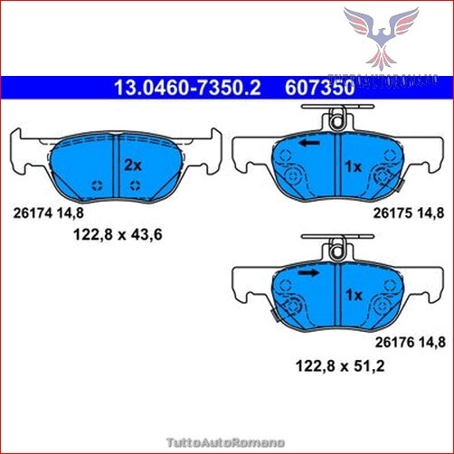 607350 Kit pastiglie pattini freno Ate Posteriore per MAZDA MX-30 CX-30 3