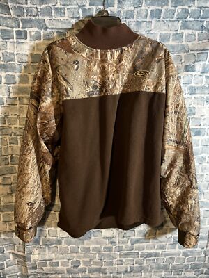 Drake Waterfowl Pullover Fleece Camo Mossy Oak Duck Blind MST Med Turtle  Neck
