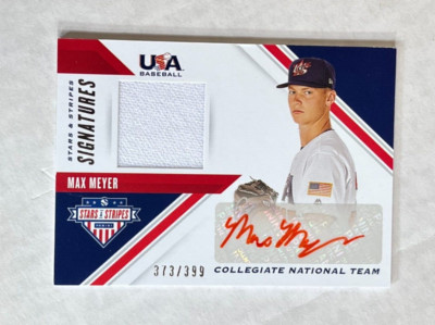 MAX MEYER 2020 Panini Stars & Stripes RC RPA GU JERSEY/RED INK AUTO SSP /399!