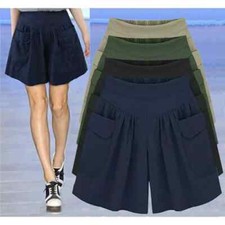 Plus Size Womens Wide Leg Shorts Casual Summer Loose Fit Short Pants UK 6-20