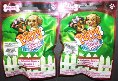 PUPPY IN MY POCKET Lot of 2 Mystery Blind Bags. Dog Figures. Toys Sealed NEW MEG