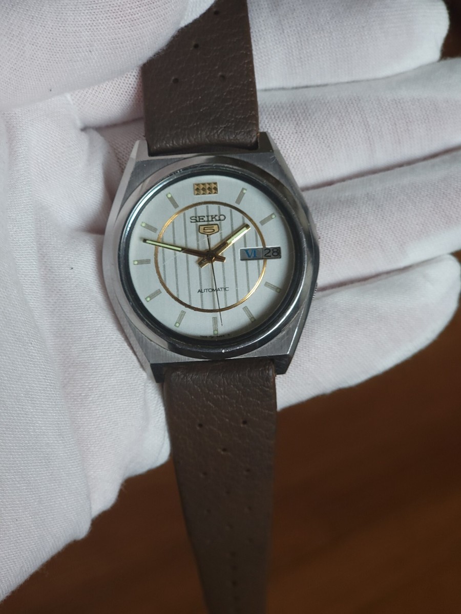 「OH 済」新品風防セイコーファイブ7009-876A Seiko 5 Rare Seiko 5 Ref 7009-876A Round Silver/ Ivory Dial and